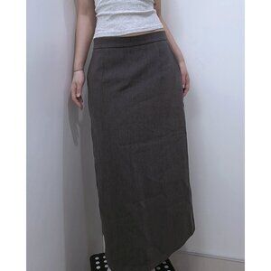 Gray Suit Preppy Officewear Maxi Skirt